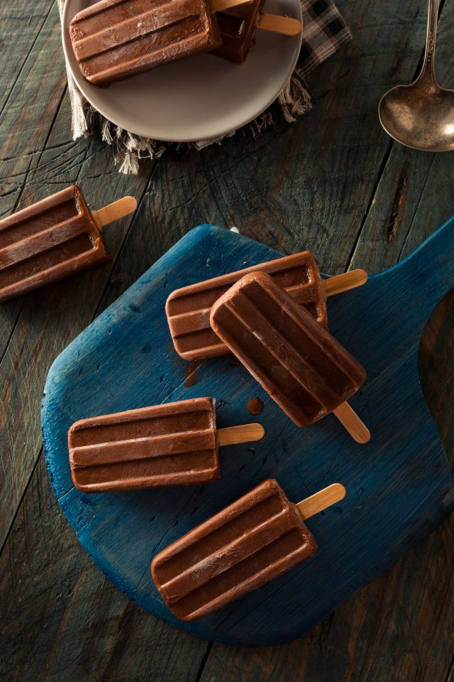 Homemade Cold Chocolate Anejo Tequila Popsicles on a Stick