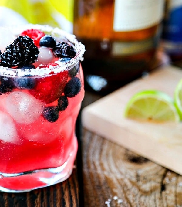 tequila kombucha cocktail - berry kombucha margarita