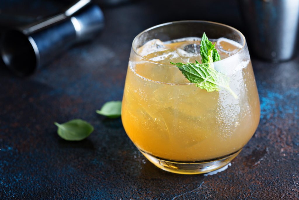 tequila kombucha cocktail - rose gold elixir